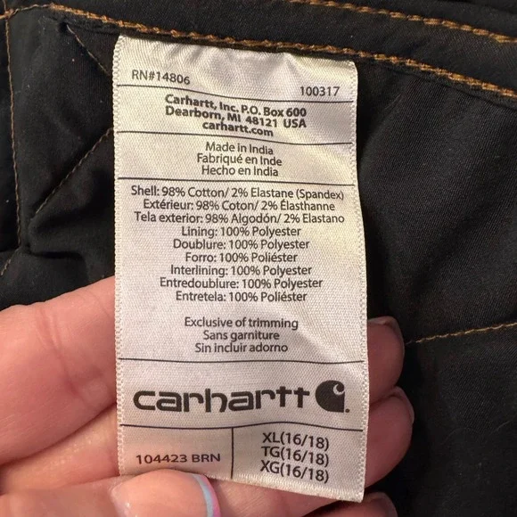 Carhartt Quilted Canvas Utility Vest Brown Workwear Gorpcore Youth XL/Women's S - Picture 7 of 12